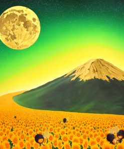 Shiro Utafusa_Mt. Fuji Sunflower Road With Full Moon